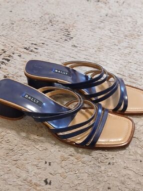Bally Blue Strappy Heeled Sandals Size 9.5